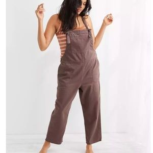 aerie brown twill overalls